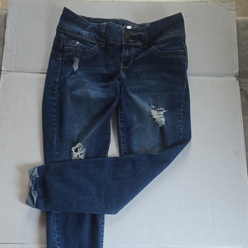 YMI Dark Blue Distressed Skinny Jeans